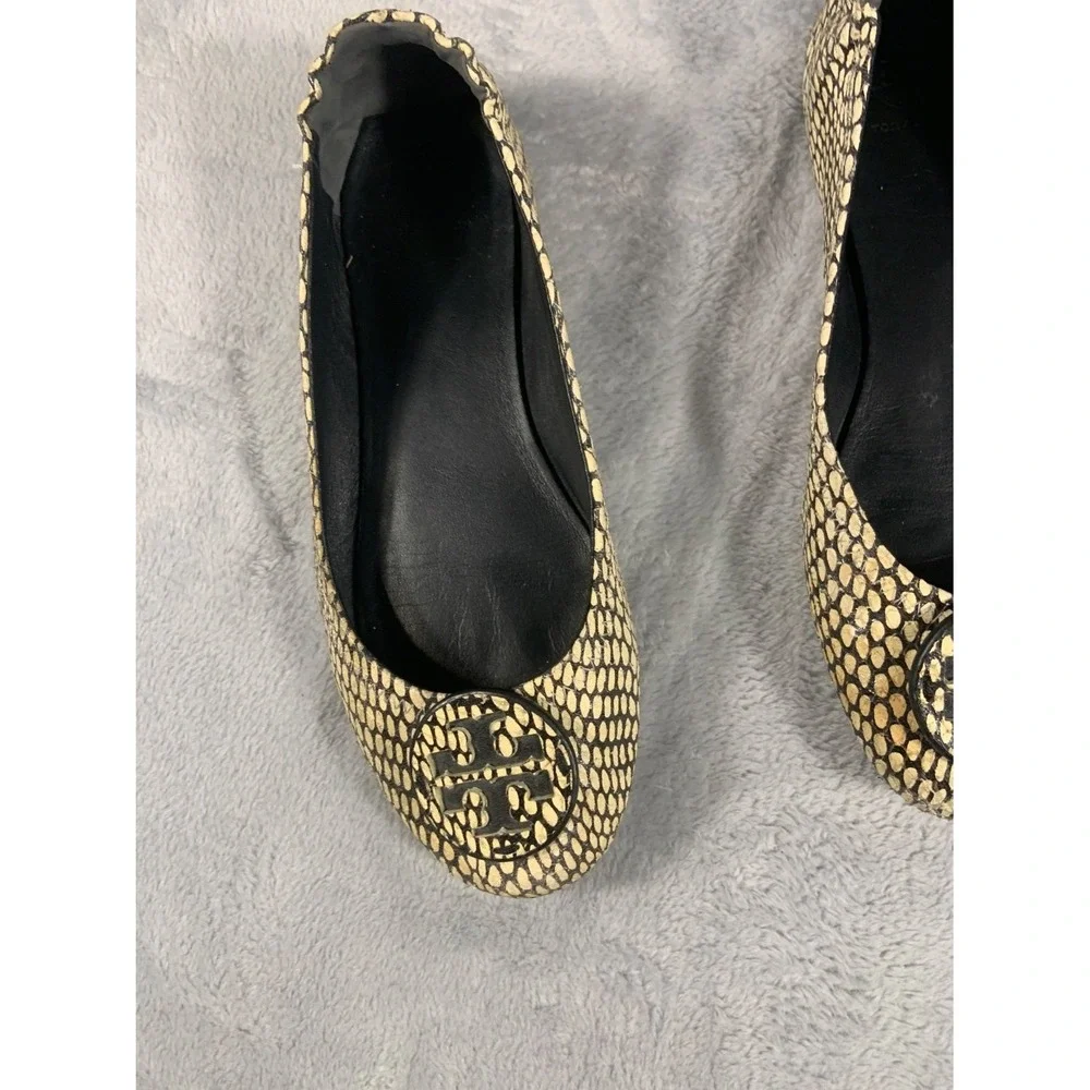 Tory Burch ballet flats US 8.5M Beige Womens Snake Skin Yellow